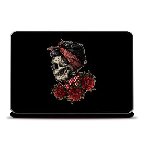 Sugarskull girl with rose Laptop Skins