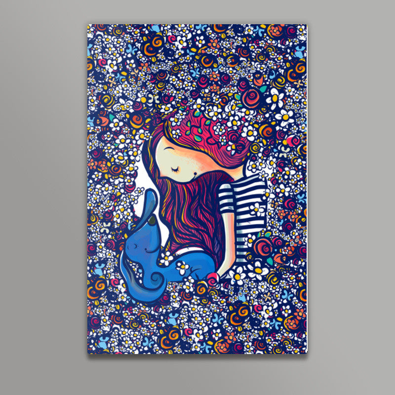 girl and her dog Wall Art