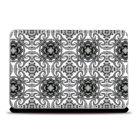 Black And White Doodle Intricate Pattern Laptop Skins