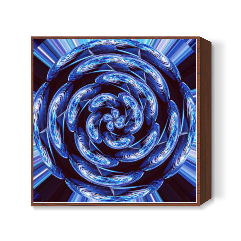 Abstract Blue Fractal Flower Digital Artwork Graphic Design Square Art Prints