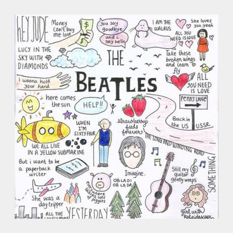 Square Art Prints, The Beatles coloured poster Square Art Prints