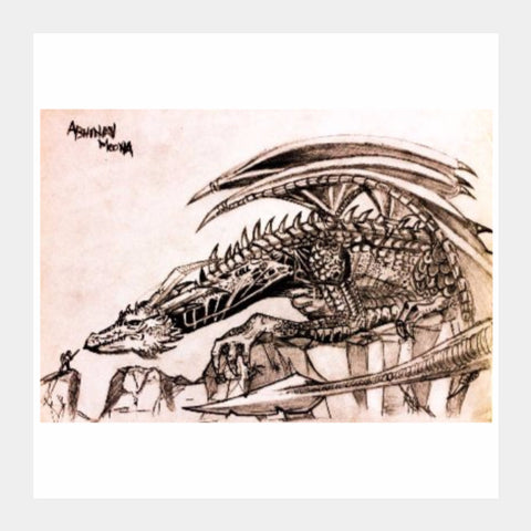 Square Art Prints, Dragon Sketch