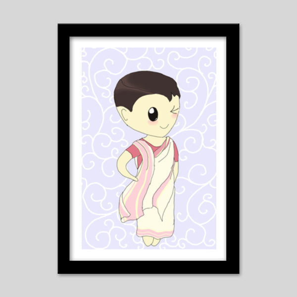 Kawaii Bengali girl Premium Italian Wooden Frames