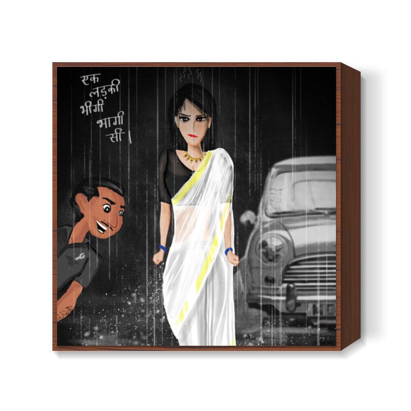 Ek ladki bheegi bhagi Square Art Prints