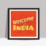 Welcome to India retro Artwork Square Art
