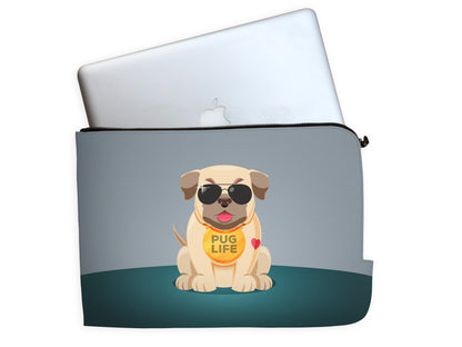 Flat Pug With Modern Style Laptop Sleeve