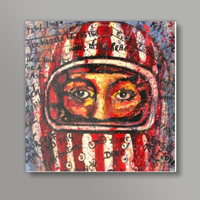 Helmet love Square Art Prints
