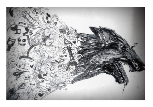 Angry Doodle Wolf Dog Wall Art