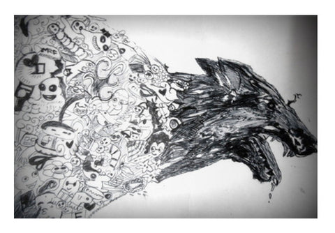 Angry Doodle Wolf Dog Wall Art
