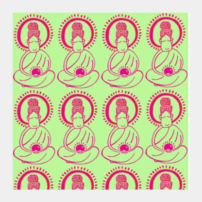 Buddha_LimeGreen Square Art Prints