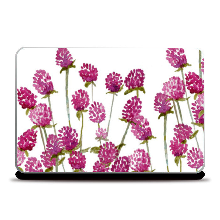 Pink Wildflowers Watercolor Floral Art Laptop Skins