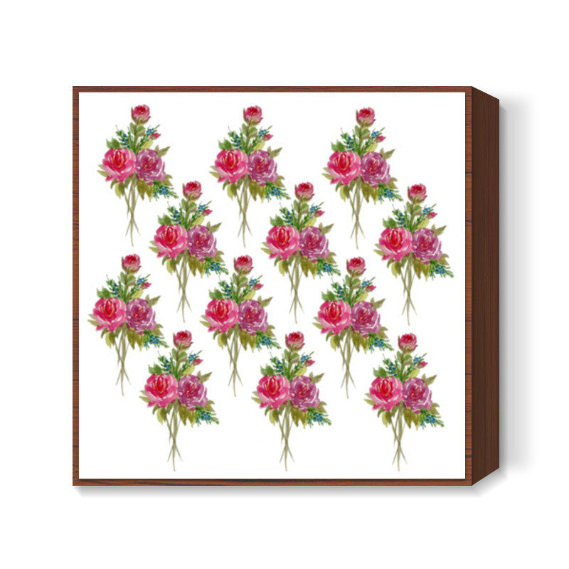 Watercolor Spring Floral Bouquet Pattern Square Art Prints