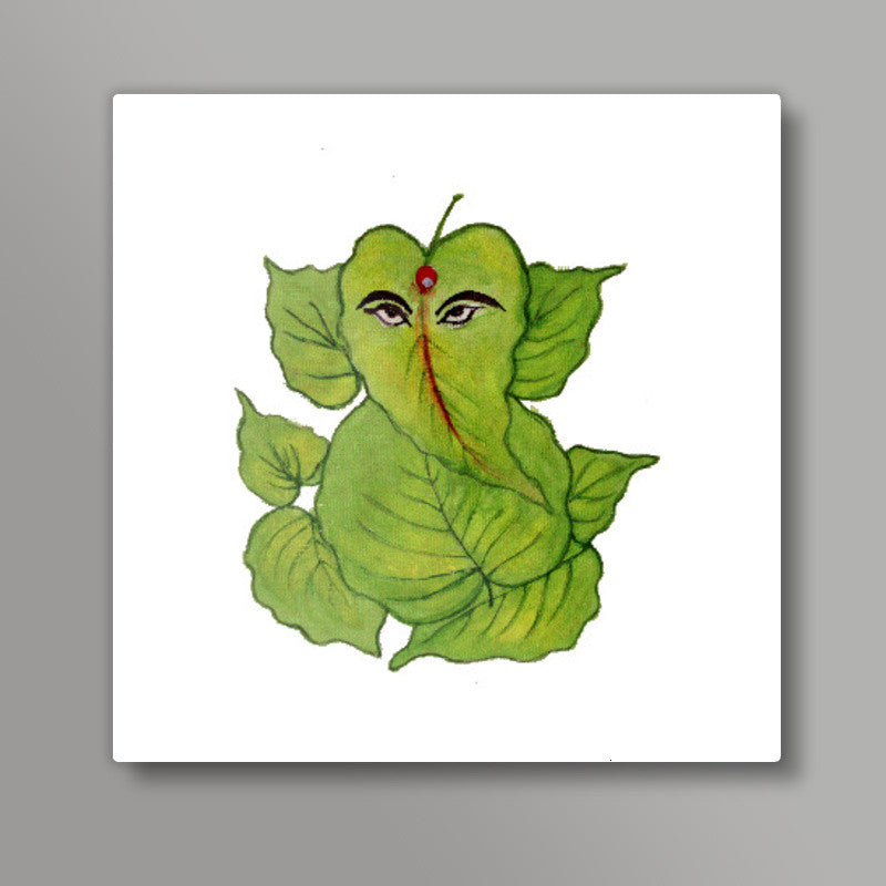 Leaf Ganesha Square Art Print