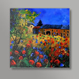 Red poppies in Houroy Square Art Prints