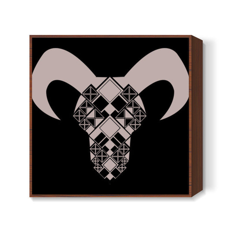 Capricorn symbol, Bull, Geometrical shapes, Black and white Square Art Prints Design Square Art Prints