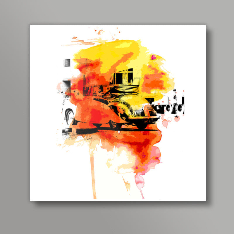 vintage car Square Art Prints