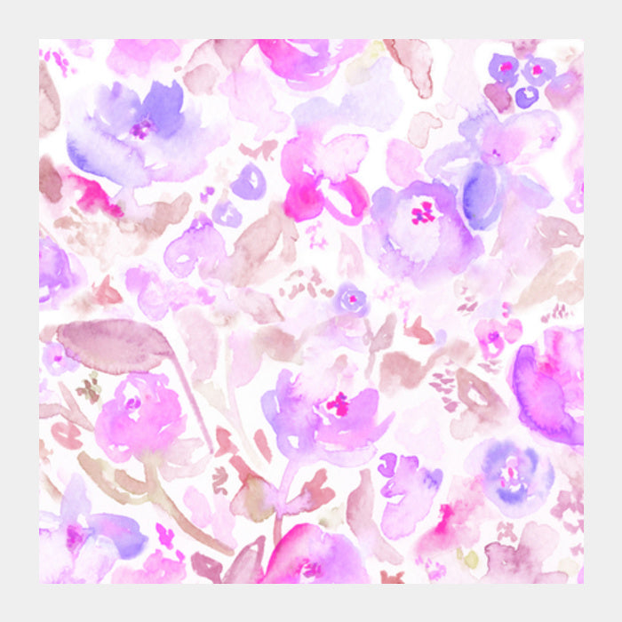 Pink Floral Watercolor Square Art Prints