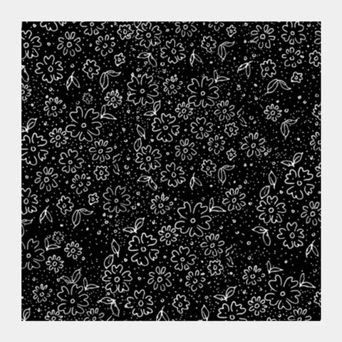 Black and white flowers Square Art Prints
