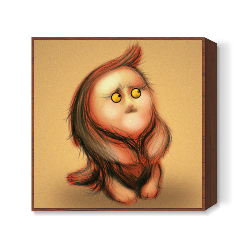 Gluby Says Dont Be Scared - Brown Back Square Art Prints
