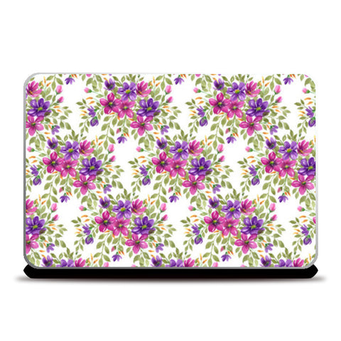Romantic Pink Purple Floral Spring Pattern Laptop Skins