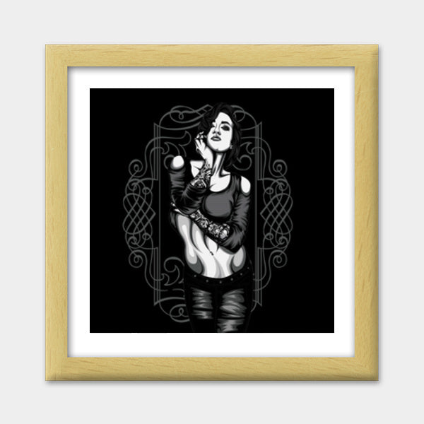 Woman With Tattoo  Premium Square Italian Wooden Frames