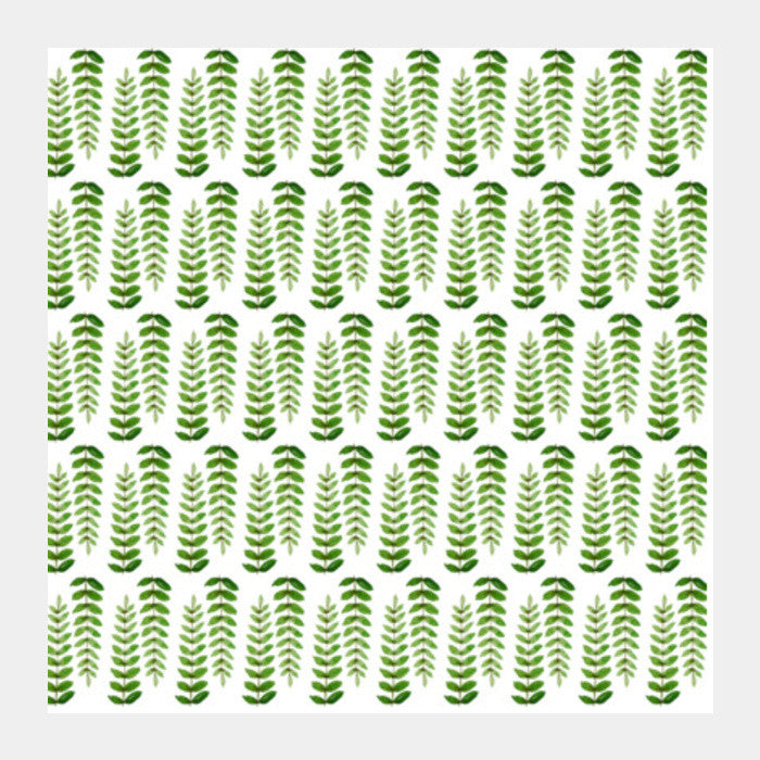 Square Art Prints, Green Hand Painted Watercolor Leaf Pattern Nature Square Art Prints
