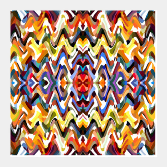 Square Art Prints, Colorful Tribal Abstract Aztec Chevron Background Pattern Square Art Prints
