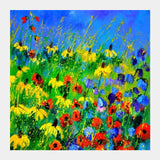 Poppies and rudbeckias Square Art Prints