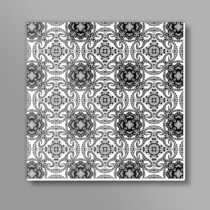 Black And White Ornamental Doodle Art Pattern Background Square Art Prints