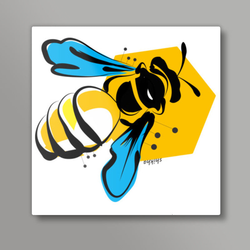 Honey Bee Doodle Square Art Prints