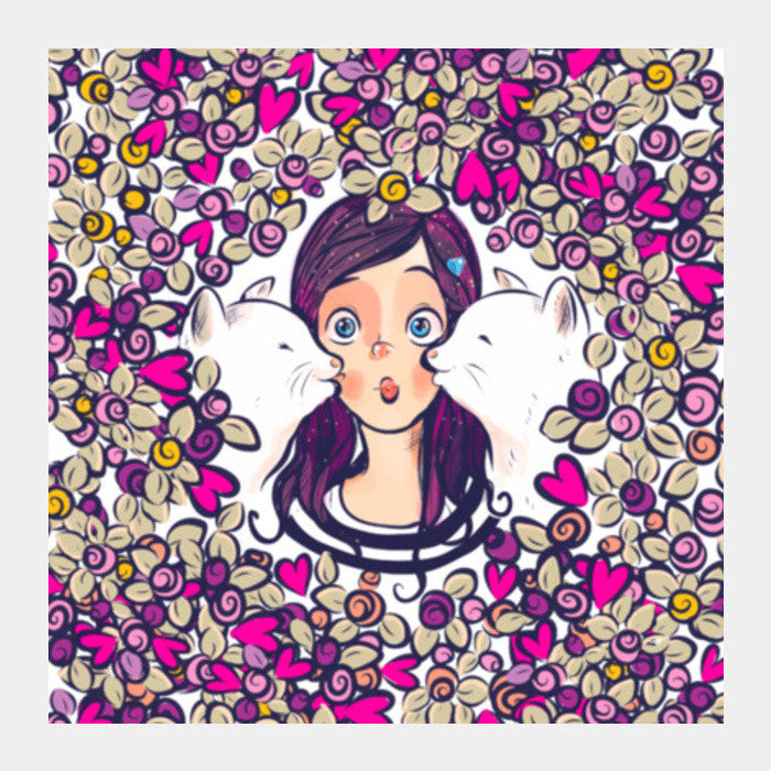 cat and she Square Art Prints