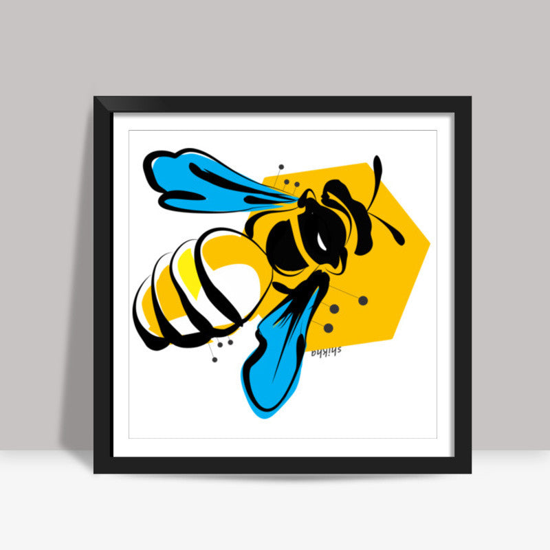 Honey Bee Doodle Square Art Prints