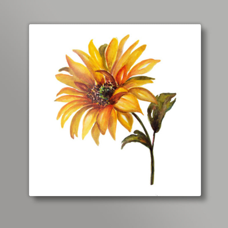 Sunflower Botanical Artistic Watercolor Square Art Prints