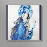 Blue Wolf Square Art Prints