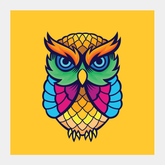 Colorful Owl Square Art Prints