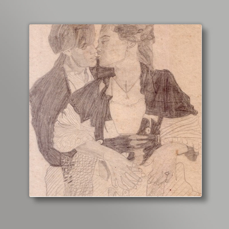 Leonardo Da Vinci and Kate Winslet in a moment of fond togetherness Square Art Prints