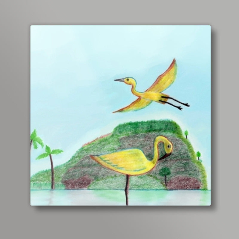 River Birds Square Art Prints