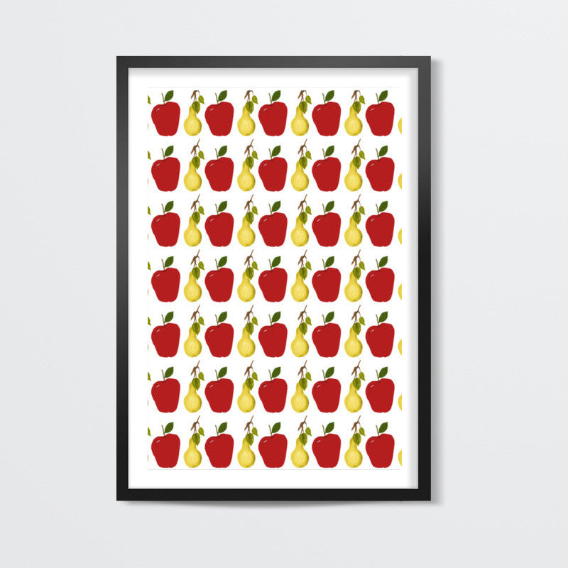Cool Apple And Pear Fruit Pattern Wall Art