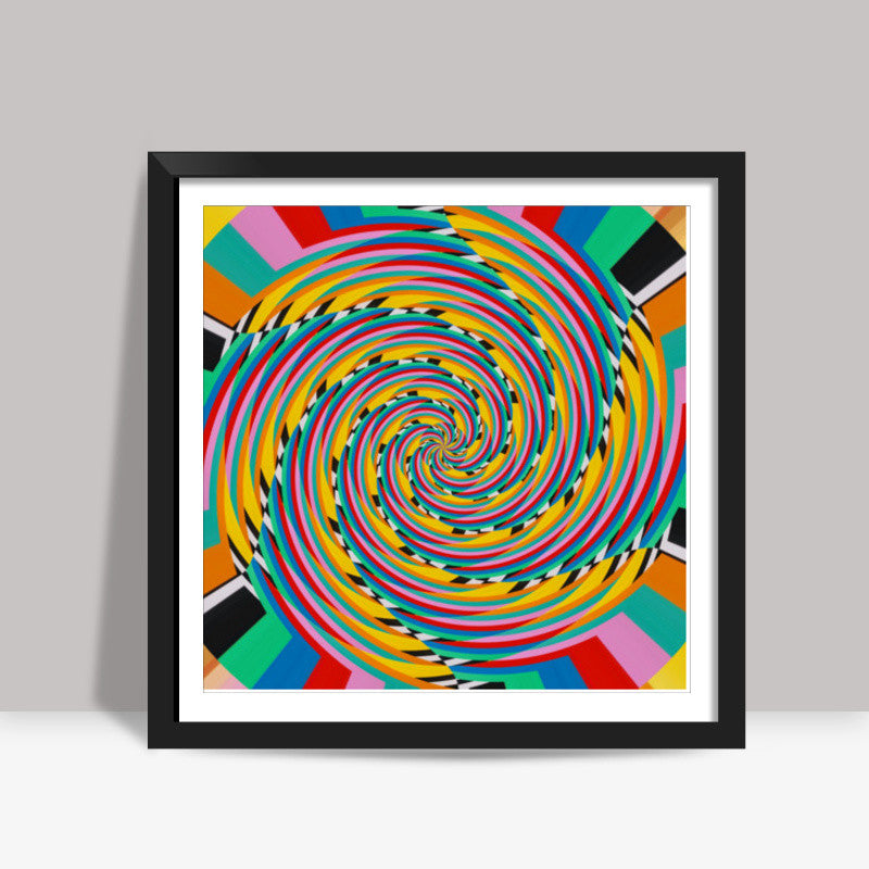 Colorful Spiral Candy Wheel Digital Swirly Design Background Square Art Prints