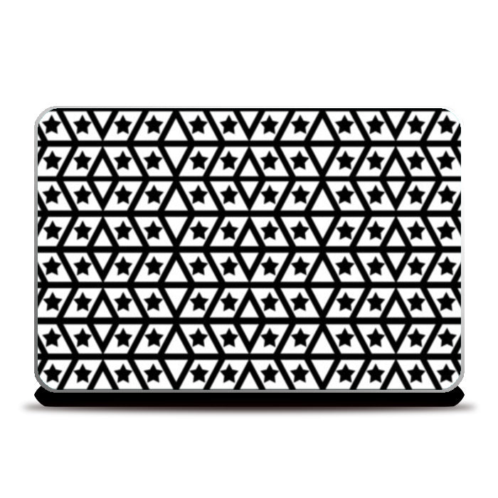 Simple Geometric Star And Lines Monochrome Pattern Laptop Skins
