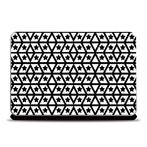 Simple Geometric Star And Lines Monochrome Pattern Laptop Skins