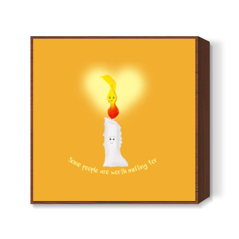 Valentine Special-Candle & Flame Love Square Art Prints