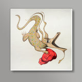 Dragon with Maos head Square Art Prints