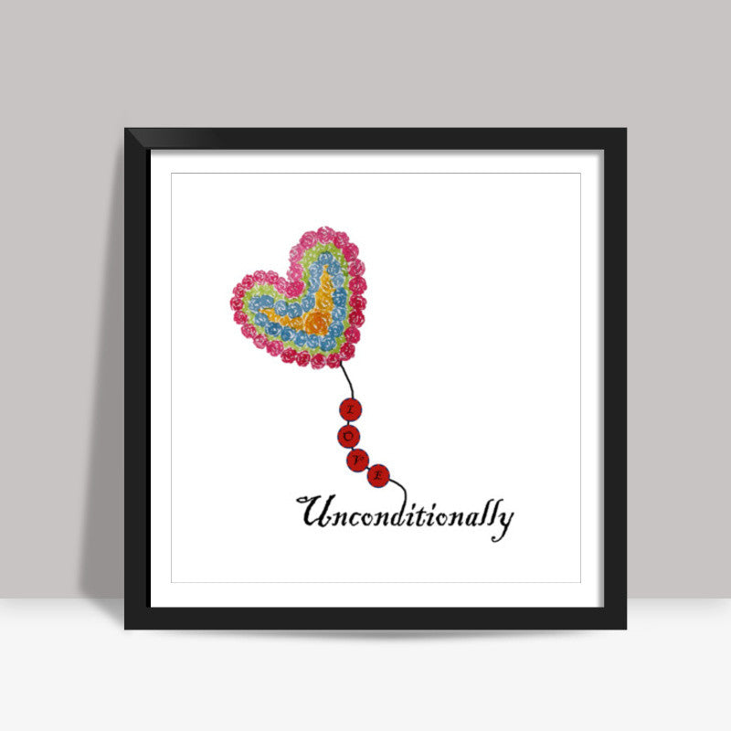 Love Unconditionally Floral Heart Poster Square Art Prints