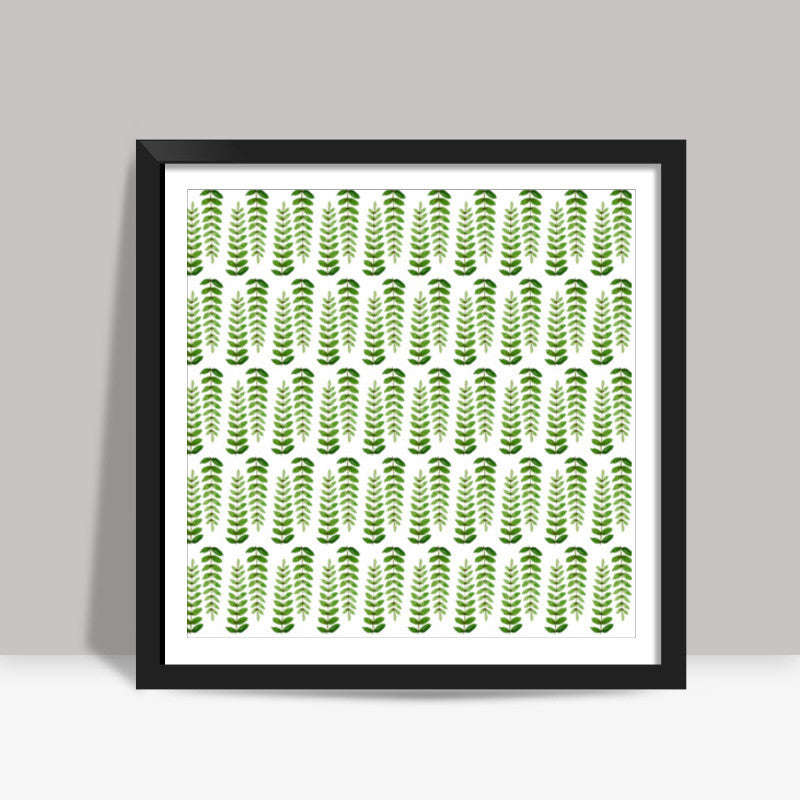 Green Hand Painted Watercolor Leaf Pattern Nature Square Art Prints