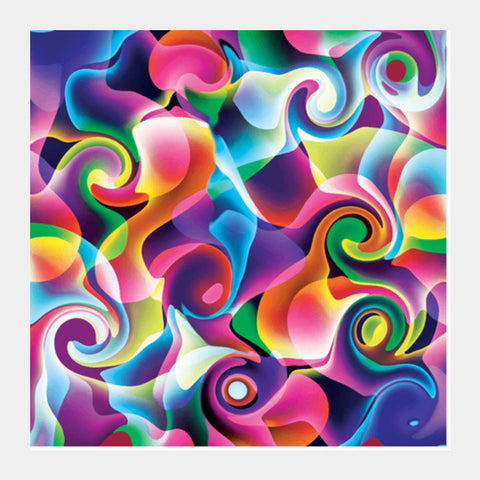 Colorful Abstract Swirls Square Art Prints