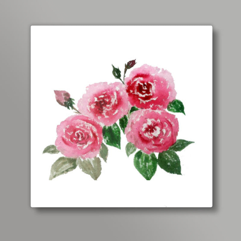 Pink Roses Square Art Print