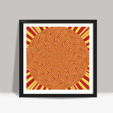 Red Yellow Circular Geometric Ethnic Ornamental Indian Abstract Background Design Square Art Prints