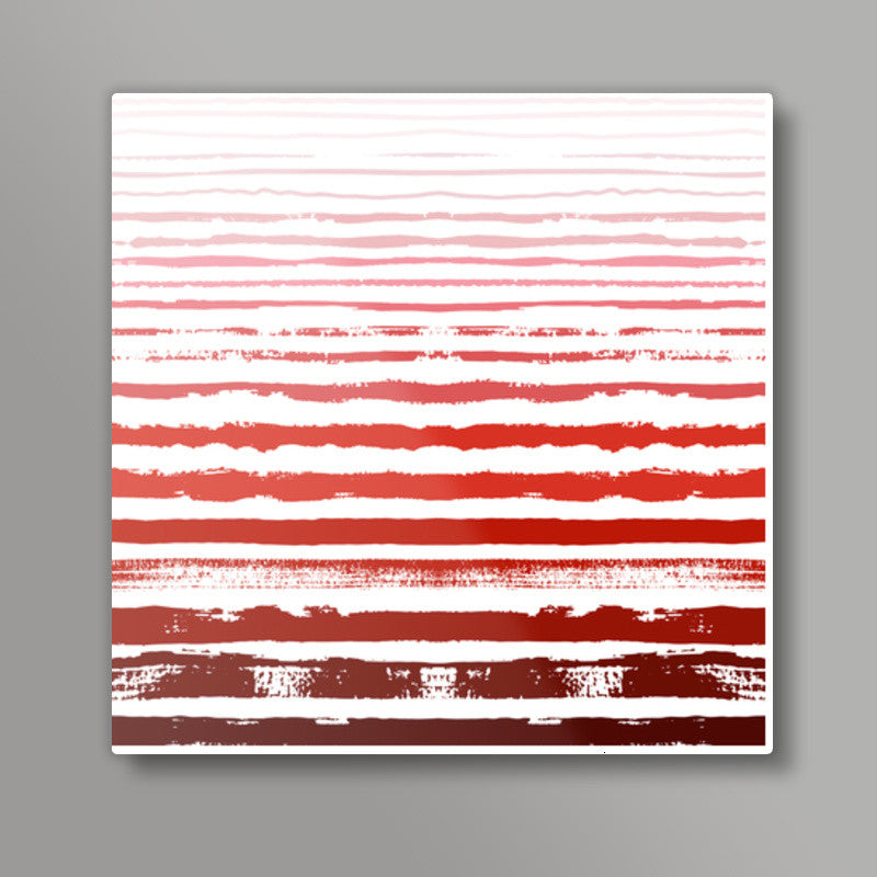 Uneven Red Stripes Square Art Prints
