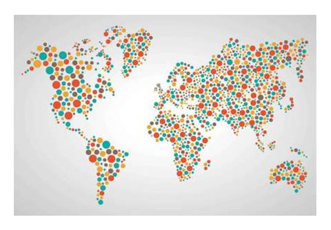 World Map Dots Pattern Wall Art